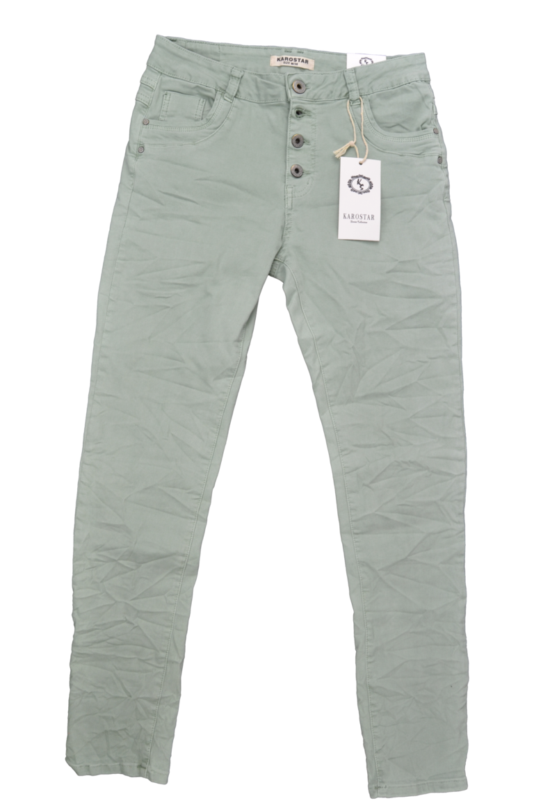 Klimaanlæg fritaget Skygge Karostar lysegrønne jeans K358A-12 - Bukseoutlet.dk