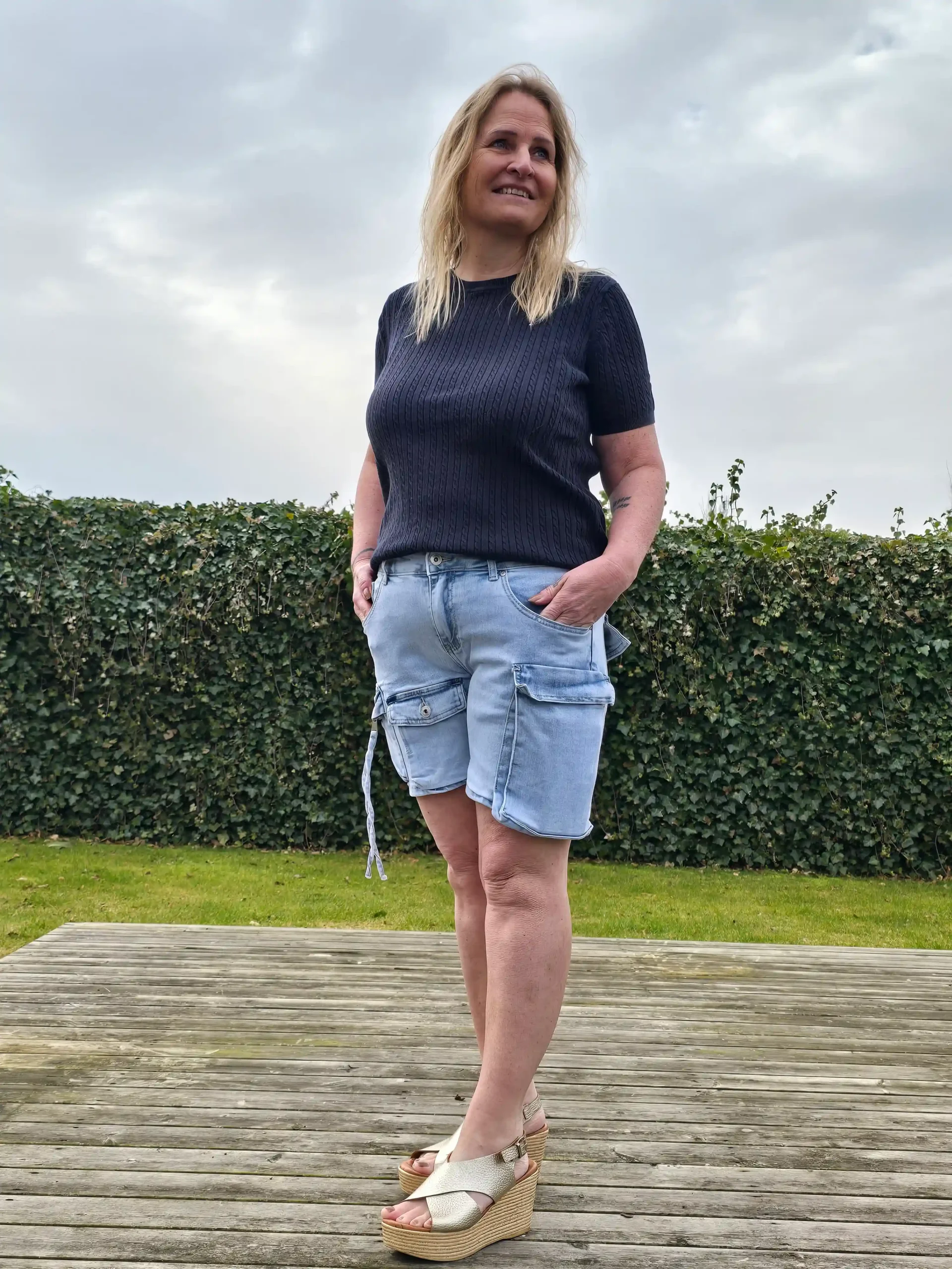 Place du Jour 1873 Shorts i lys denim