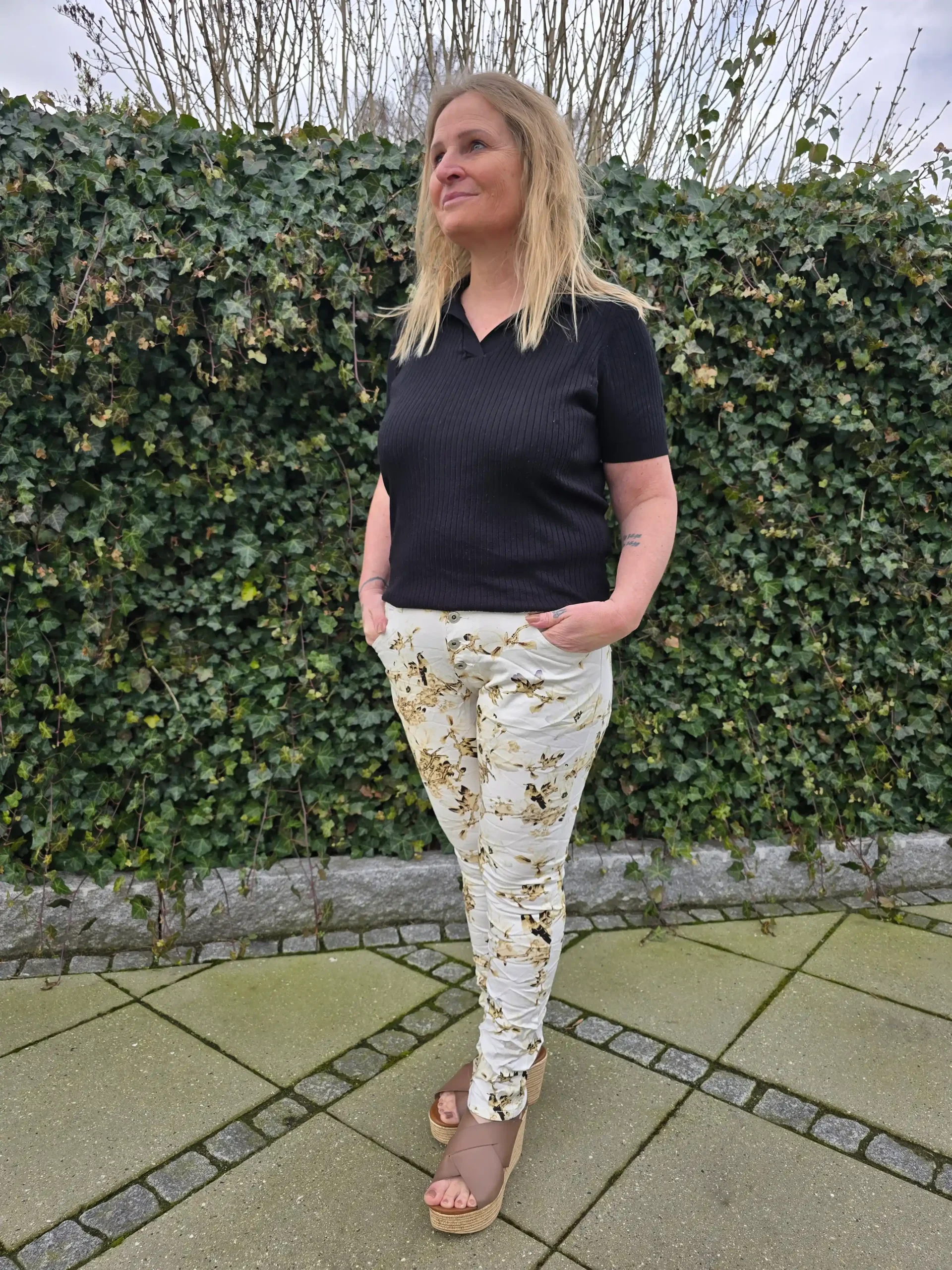 Place du Jour blomster print lange jeans