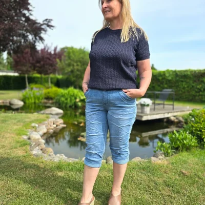 Karostar Jogging Baggy Capri m. Snøre KC2934 – Komfortable Denim Capri Jeans til Kvinder